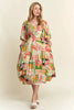 New Summer Floral V-Neck Puff Sleeve Midi Dress For Women – Feminine, Charming, Elegant, Eye-Catching, Perfect for Any Occasion by Stevvex