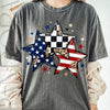 Checkered Leopard Stars Graphic Tee by Anchored Grace Boutique