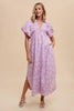 Romantic Floral Detail Puff Sleeve Dress Feminine Elegant Dress for Women Long Dress For Summer by Stevvex