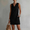 Women's Off-Shoulder Sleeveless Dress – Casual Pullover Midi Dress by FitiqueFit