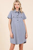 Button Detail Collared Neck Short Sleeve Shirt Dress For Women – Classic, Elegant, Chic, Trendy, Versatile Shirt Dress by Stevvex