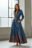 Color-Blocked Floral Patterned Stand Collar Long Dress by FitiqueFit