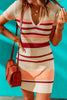Contrast Striped Johnny Collar Short Sleeve Mini Dress
