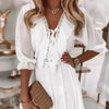 Women’s V Neck Spliced Chiffon Loose Casual Dress by FitiqueFit