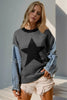 Double Take Star-Pattern Raw-Edge Long Sleeve Sweater by FitiqueFit