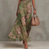 Green Graffiti Print Mesh Suspender Maxi Dress – High-Waist Irregular Slit Streetwear Dress by FitiqueFit
