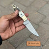 Handmade Damascus Drop Point EDC Knife Fixed Blade Stag Handle Brass Bolster by JW SteelCrafts