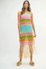Multi Color Fringed Crochet Knit Dress For Women – Crochet Knit Dress, Fringed Dress, Multi-Color Dress, Bohemian Knit Dress, Festival Dress by Stevvex