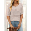 Women’s Short Sleeve Crochet Knit Hollow-Out Top by FitiqueFit