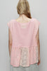POL Embroidered Detail Boat Neck Cap Sleeve Lace Blouse