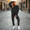 👚 Women's Solid Color Round Neck Pullover Sweatshirt & Pants Set by FitiqueFit