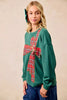 BiBi Plaid Ribbon Bow Detail Christmas Fleece Pullover by FitiqueFit