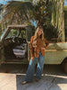John Wayne Western Pearl Snap Button Up Top In Brown by Lil Bee's Bohemian