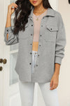 Solid Textured Flap Pocket Buttoned Shacket