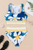 Green Floral Print Racerback High Waist Bikini Swimwear by Wild and Free Boutique