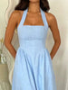 Black Ruched Halter Neck Midi Dress Sleek & Sophisticated Dress For Women by Stevvex
