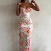 Women’s Floral Bodycon Maxi Dress – Sexy Spaghetti Strap Vacation & Summer Dress