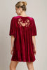 Embroidered Half Sleeve Velvet Mini Dress with Tassel For Women – Luxurious Velvet Dress, Embroidered Tassel Mini Dress, Elegant Party Dress by Stevvex
