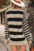 Black Stripe Drop Shoulder Sleeve Patchwork Baggy Sweater by Wild and Free Boutique