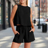 Women's Sleeveless Top & Wide-Leg Shorts Set – Retro Street Style by FitiqueFit