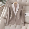 Women’s Contrasting Color Blazer – Elegant Button Formal Jacket by FitiqueFit