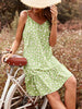 Light Green Daisy Print V-Neck Mini Dress Floral Summer Lightweight Dress For Women by Stevvex