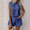 Women's Solid Color Sleeveless Vest & Shorts Set by FitiqueFit