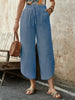 🌿 Women's Cotton-Linen Cropped Drawstring Pants by FitiqueFit