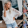 Women’s Lace Trim Top Short Sleeve Batwing Shirt by FitiqueFit
