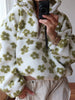 Winter Flowers Lambskin Sweatshirt Women | Cozy Zip-Up Pocket Pullover by FitiqueFit