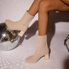 Knitted Round-Toe Sock Boots — High Heel Booties Women by FitiqueFit