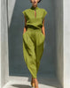 Women's Chinese-Style Satin Short-Sleeve Top & Pants Set by FitiqueFit