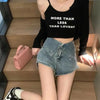 Slim-fit Cuffed High-waisted Denim Shorts by My Store