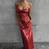 Textured Mirror-Finish U-Neck Slip Maxi Dress with Pockets by FitiqueFit
