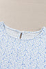 Light Blue Boho Floral Print Smocked Puff Sleeve Blouse