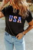 USA Round Neck Short Sleeve T-Shirt by Simply Love
