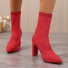 Women’s Chunky-Heeled Knitted Suede Ankle Boots by FitiqueFit