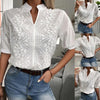 🌸 Women's V-Neck Stand Collar Embroidered Lace Blouse by FitiqueFit