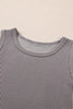 Black Corded Sleeveless Top and Pocketed Shorts Set