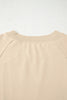 Beige Solid Color Raw Seam Patchwork Baggy Sweatshirt by Wild and Free Boutique