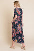 Floral Short Sleeve Maxi Dress – Elegant Maxi Dress, Floral Short Sleeve Dress, Shirred Maxi Dress, Flowing Silhouette Dress, Comfortable Summer Dress, Flattering Dress for Various Occasions, Versatile Maxi Dress by Stevvex