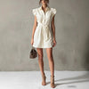 Women's Drop-Shoulder Polo Neck Lace-Up Mini Dress – Slim Fit by FitiqueFit