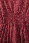 Smocked V-Neck Balloon Sleeve Dress