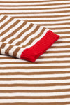 Pink Contrast Trimmed Striped Drop Shoulder Sweater