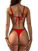 Bikini Solid Color Triangle V Neck 2 Piece Bikini Set for Women – Stretchy Double Strap Tie Back V String Swimwear with Lace Up Detail – Flattering Beach Vacation Swimsuit for Confident Summer Style and Poolside Fashion by Stevvex