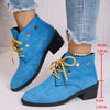 Women's Chunky Heel Pointed-Toe Lace-Up Ankle Boots by FitiqueFit