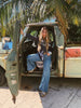 John Wayne Western Pearl Snap Button Up Top In Denim Blue by Lil Bee's Bohemian
