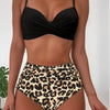 Tropical Vibe High Waist Bikini Set – Flirty V-Neck Swimsuit with Layered Colorblock High Cut Bottom Crisscross Strap Detail & Ultra-Stretch Comfort – Women's Two Piece Swimwear for Summer Beach Pool & Vacation Fun by Stevvex