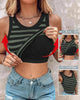 Women's Slim Striped Vest with Bralette – Chic Sleeveless Tank Top by FitiqueFit