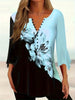 Women’s Printed Spike Button Three-Quarter Sleeve Casual Top by FitiqueFit